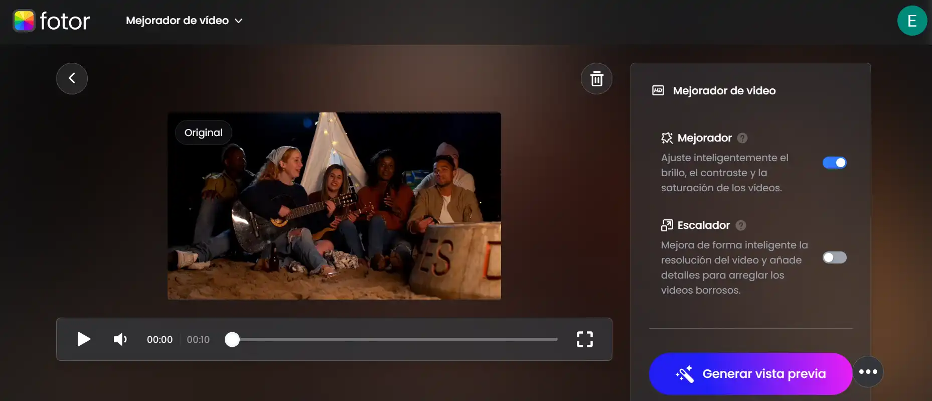 Interfaz de PowerDirector para mejorar la calidad de video