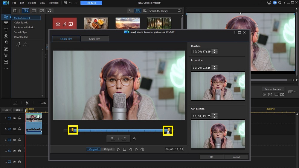 PowerDirector Interface - Trim Video
