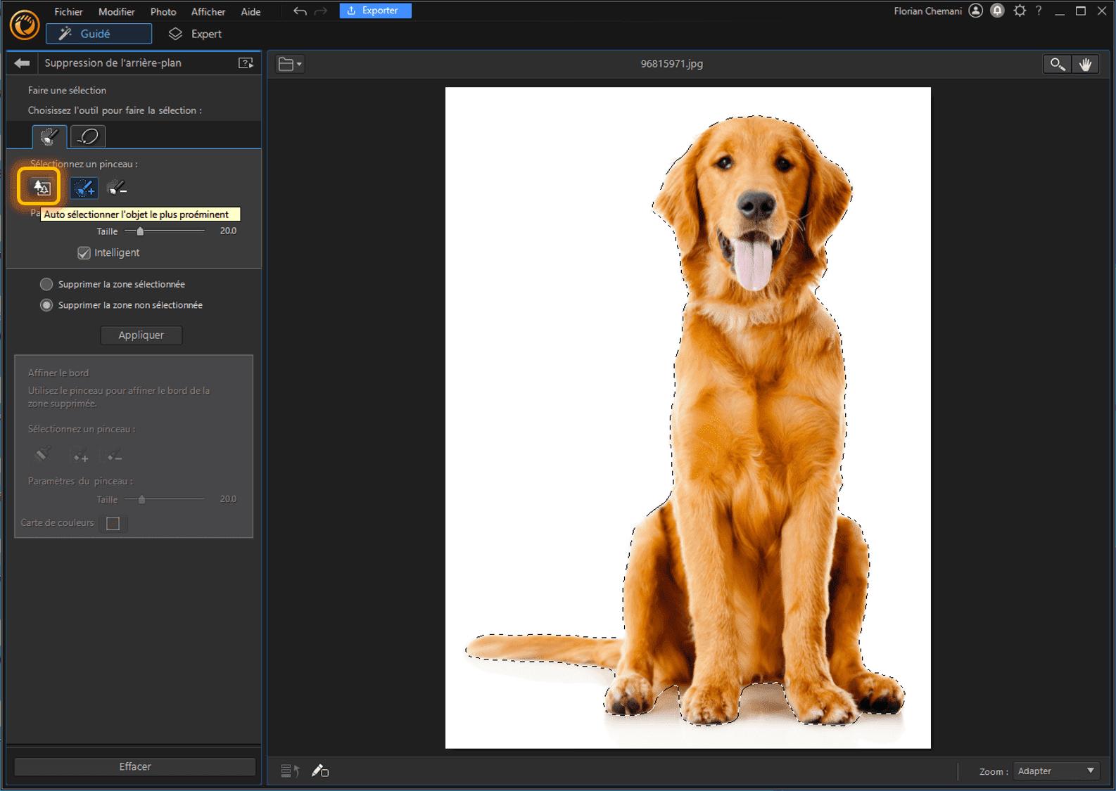 PhotoDirector - Détourer une image étape 3