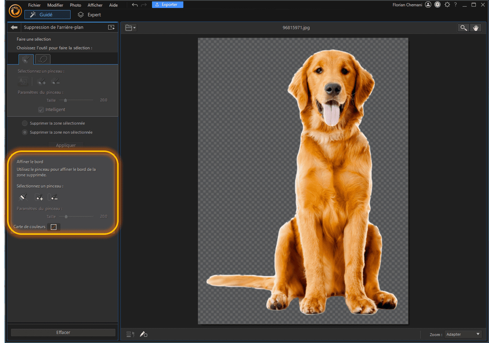 PhotoDirector - Détourer une image étape 5