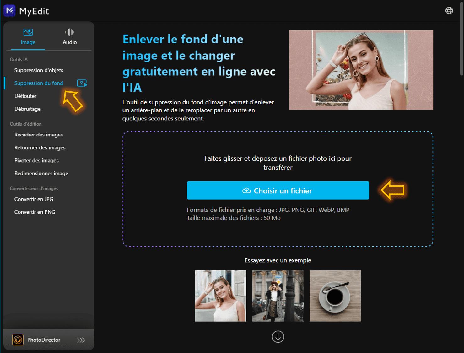 Détourer une image en ligne avec MyEdit