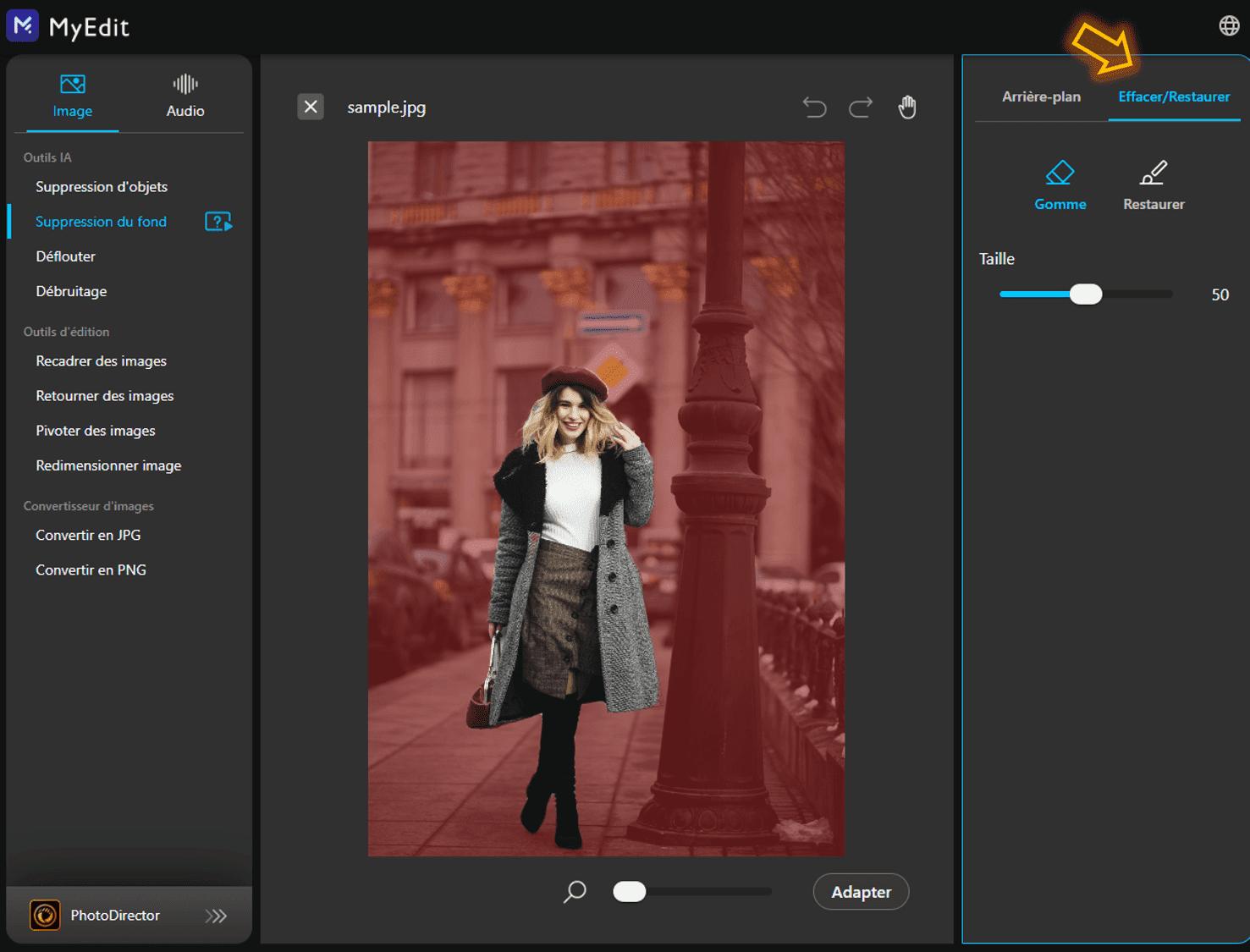 Détourer une image en ligne avec MyEdit
