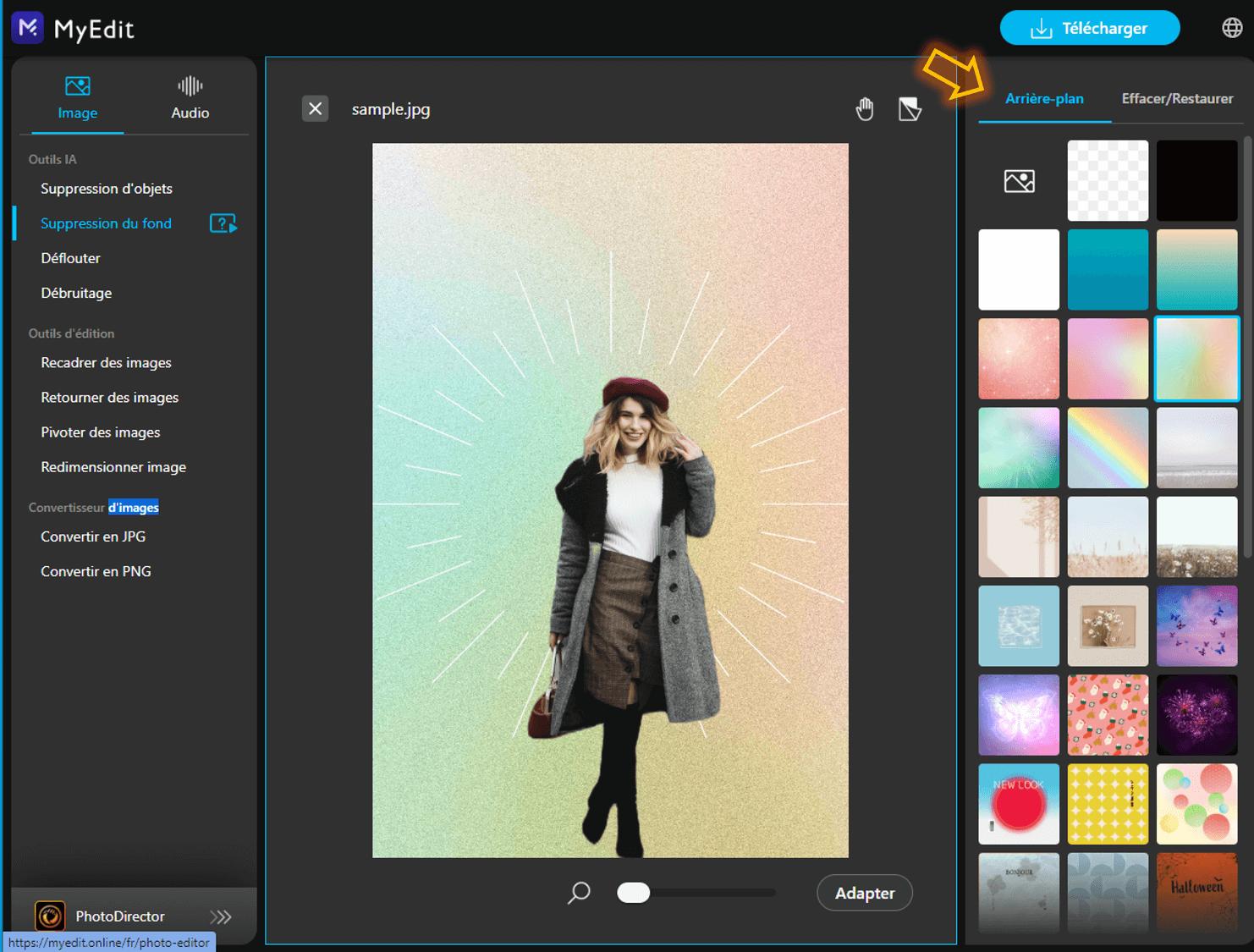 Détourer une image en ligne avec MyEdit