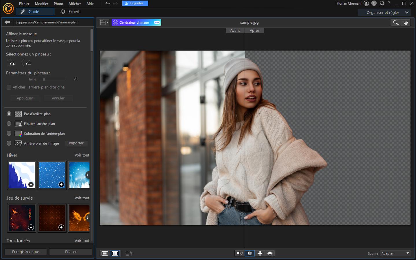 PhotoDirector Interface - Logiciel pour détourer une image