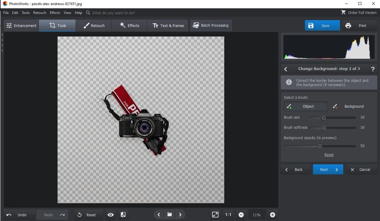 PhotoWorks Interface - Logiciel pour détourer une image