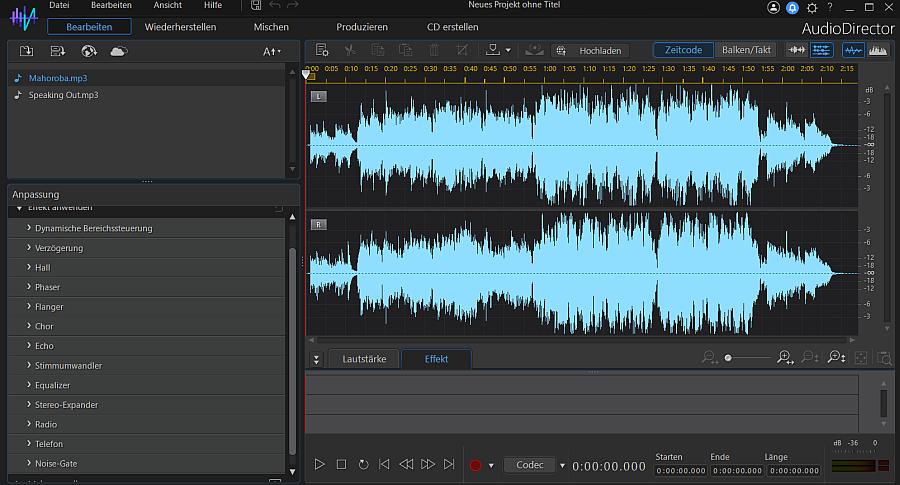 Das Audiobearbeitungsprogramm AudioDirector