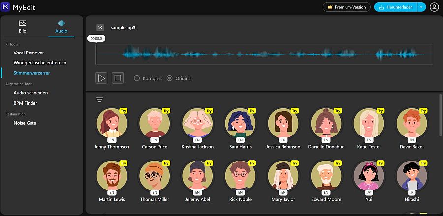 Mit MyEdit lassen sich Stimmen online verändern