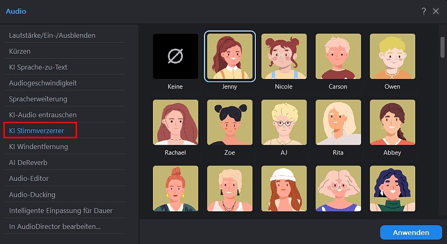 PowerDirector KI Stimmenverzerrer