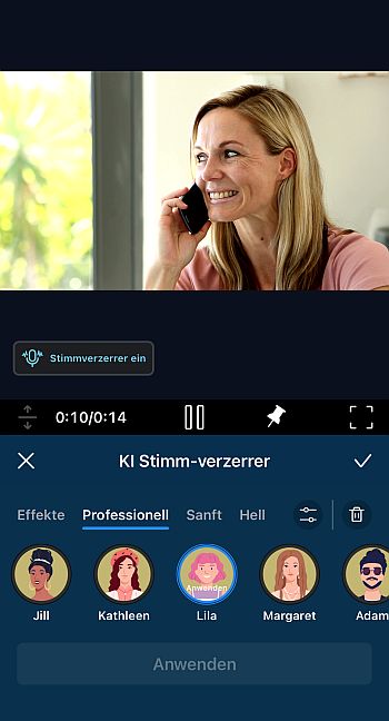 Audiospur mit veränderter Stimme