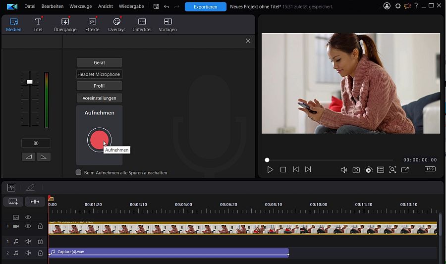 PowerDirector Sprachaufnahme