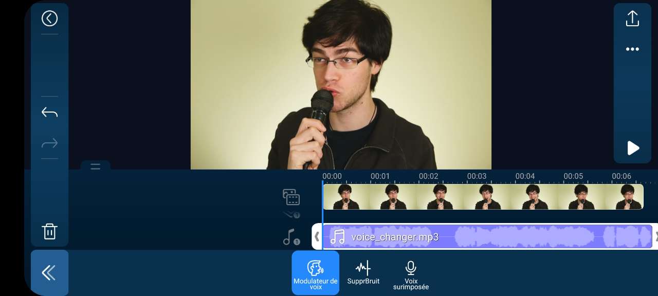 choisir le modulateur de voix dans l'application PowerDirector