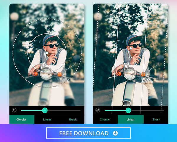 Use the best photo editor app, PhotoDirector to create different blur shapes