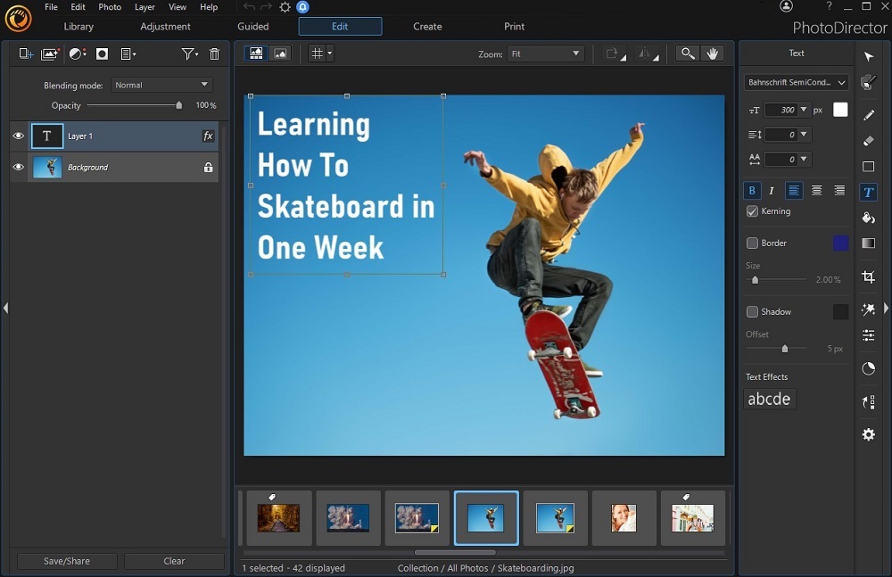 PhotoDirector Interface - Add Text