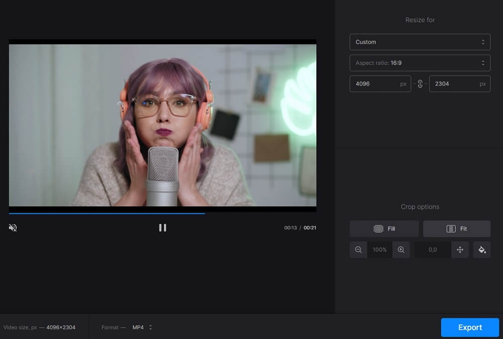 Clideo Video Resizer Online Interface