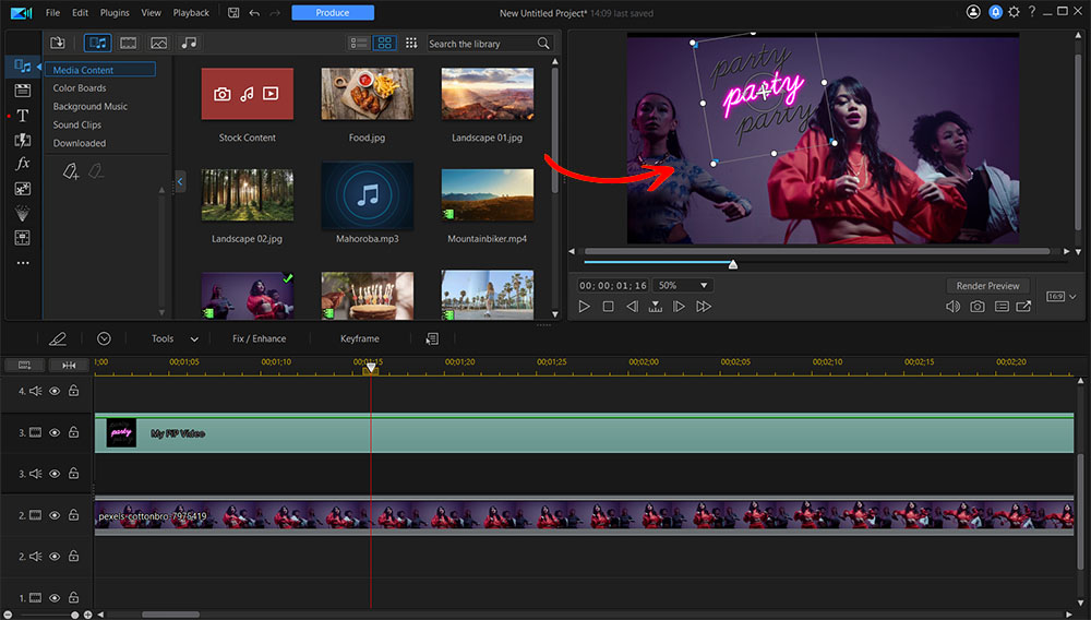PowerDirector - Resize and Reposition the PiP Video