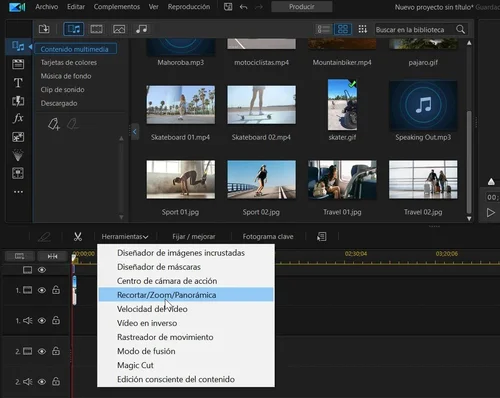 herramientas recortar zoom y paneo