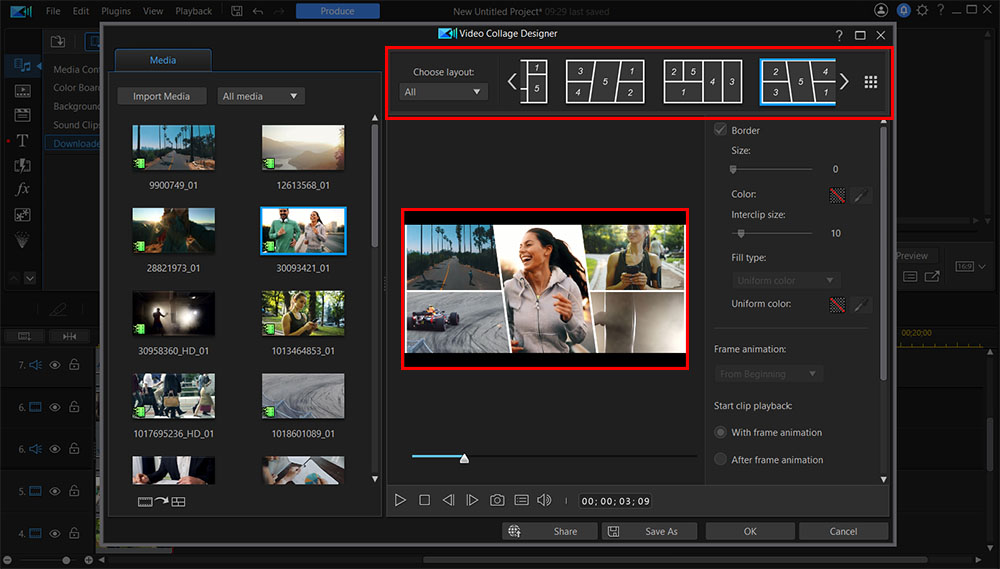 PowerDirector - Collage Gridlines