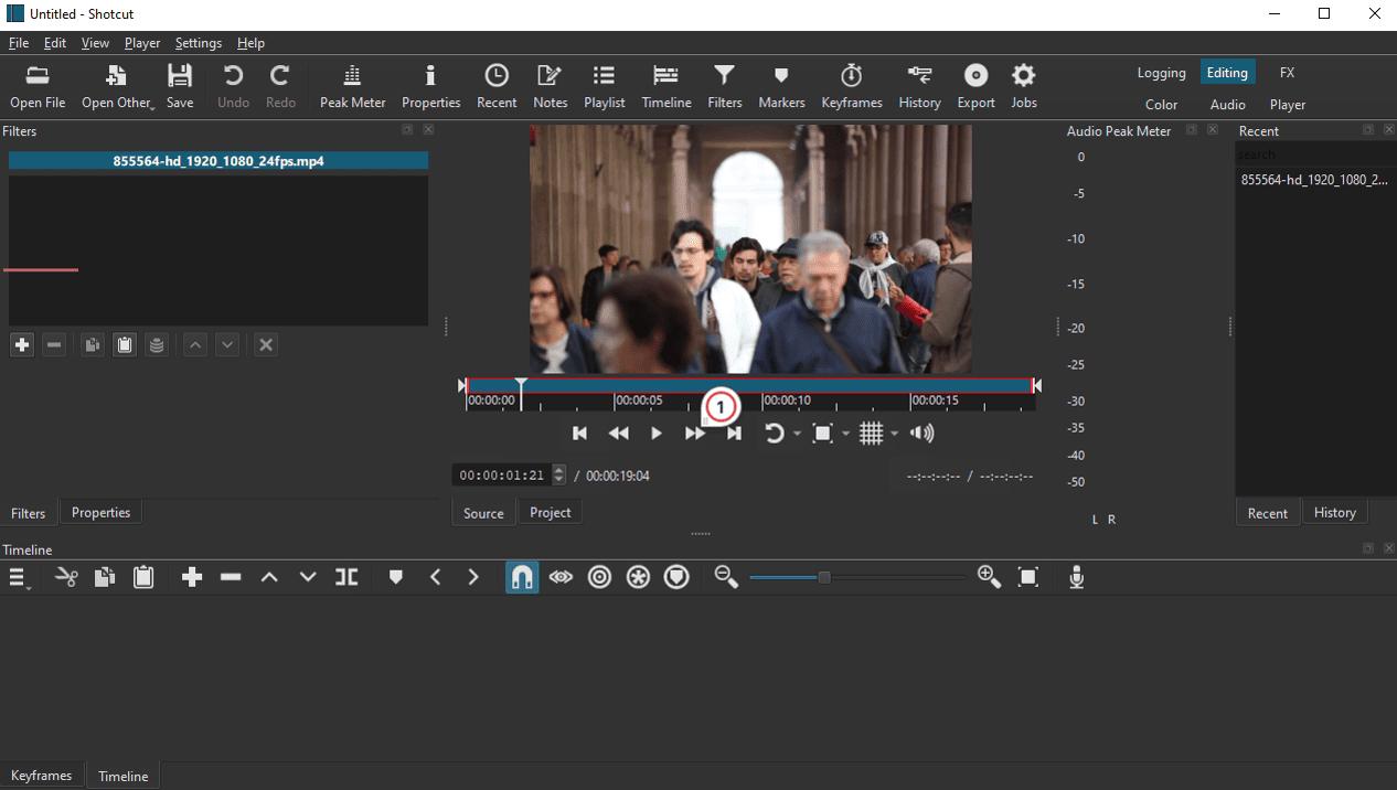 Shotcut Interface