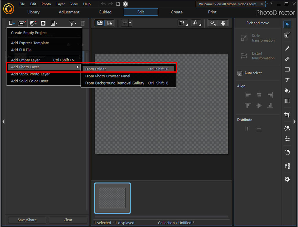 PowerDirector - New Layer