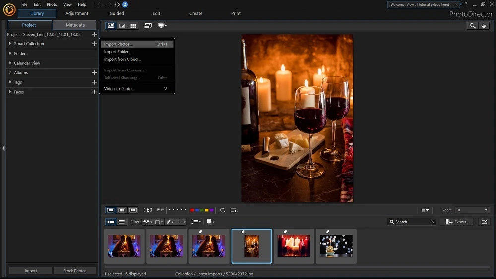 PhotoDirector - Import