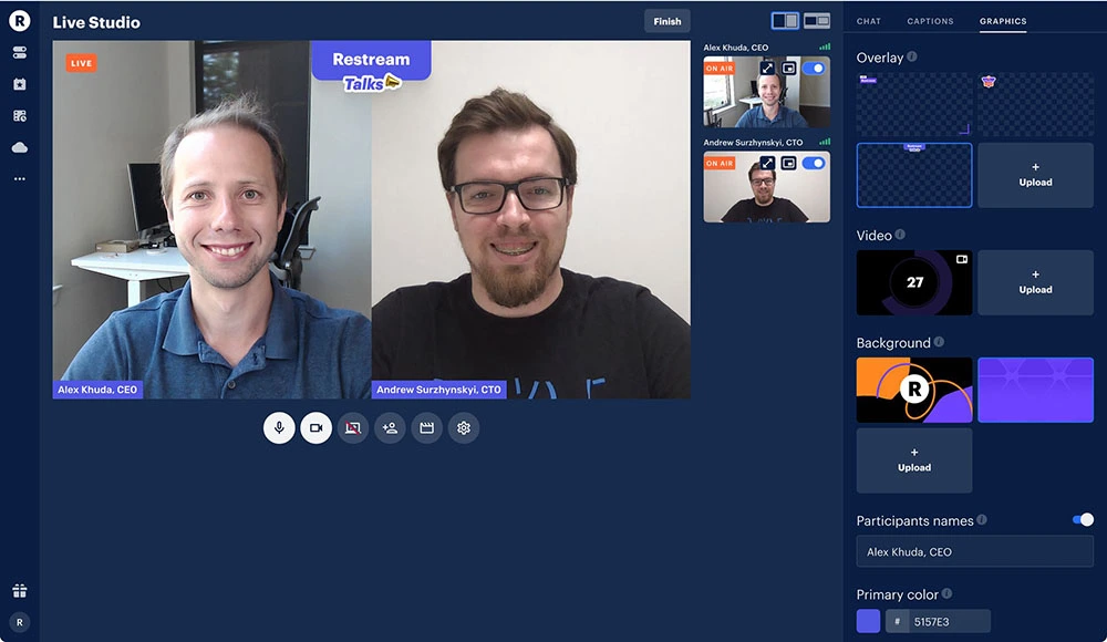 Restream Studio Interface