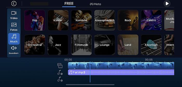 PowerDirector App - Musik hinzufügen