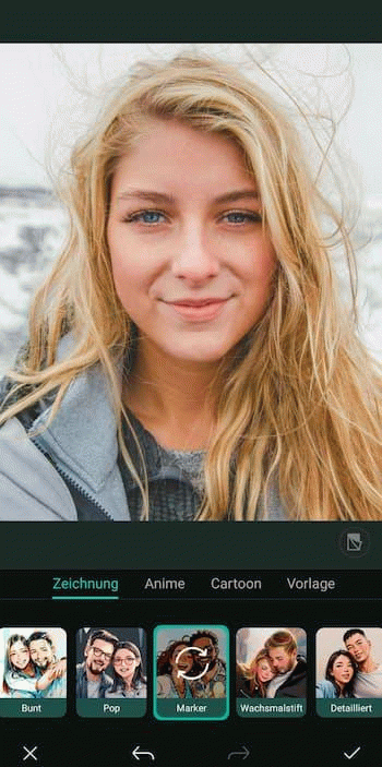 PhotoDirector App - KI-Zeichnung-Filter