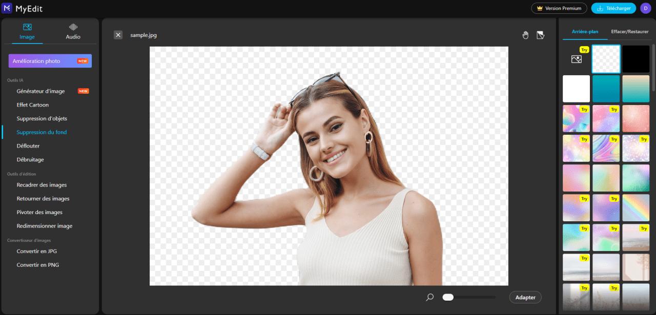 Changer le fond d'une image en ligne - MyEdit Etape 3