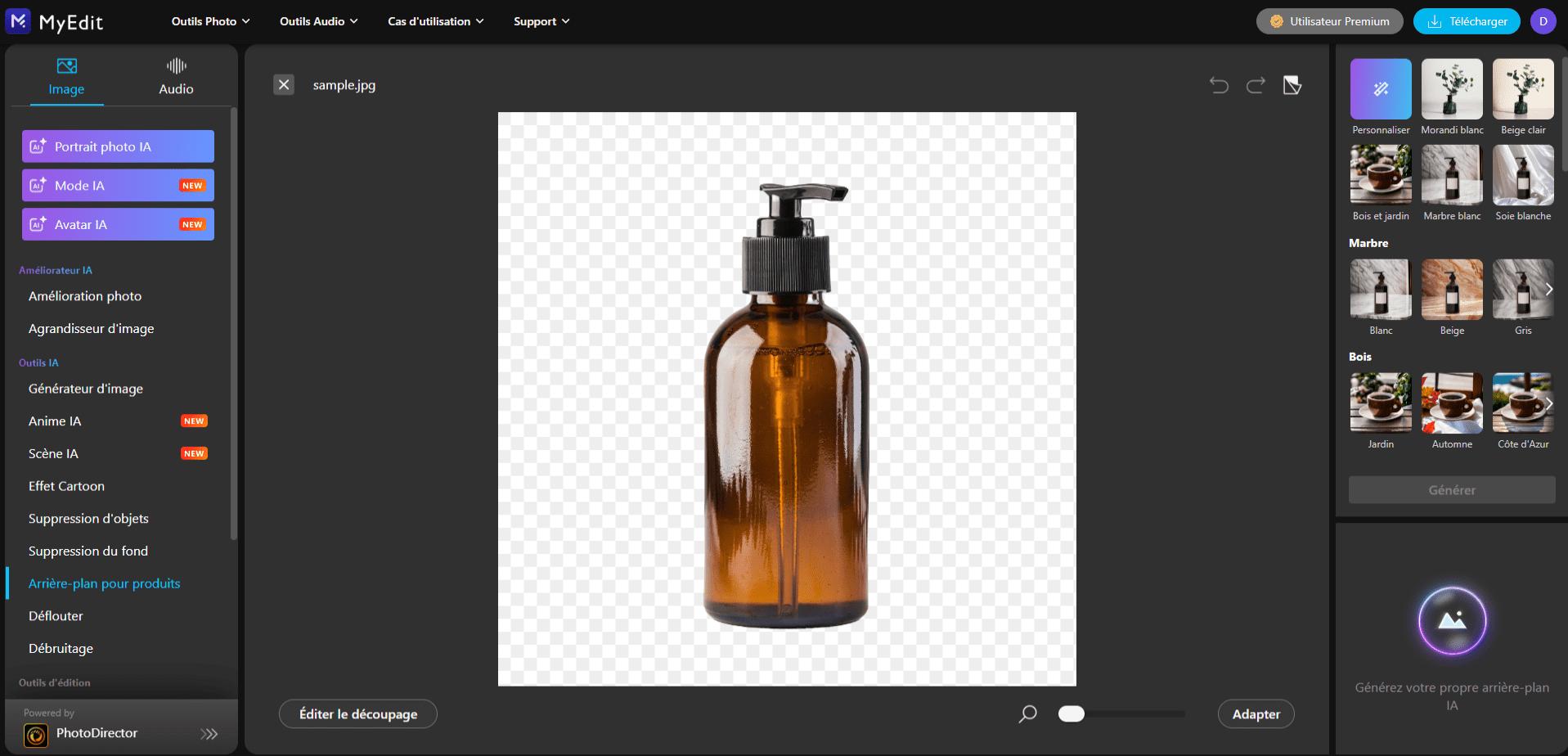 Détourer une image en ligne avec MyEdit