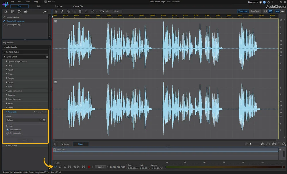 AudioDirector - Noise Gate