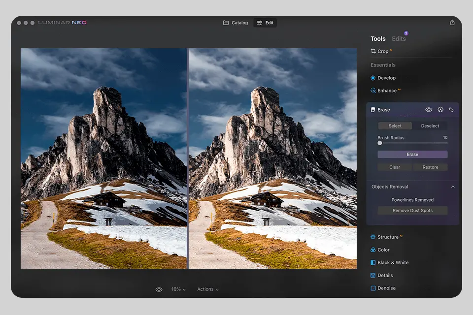 luminar-neo Interface