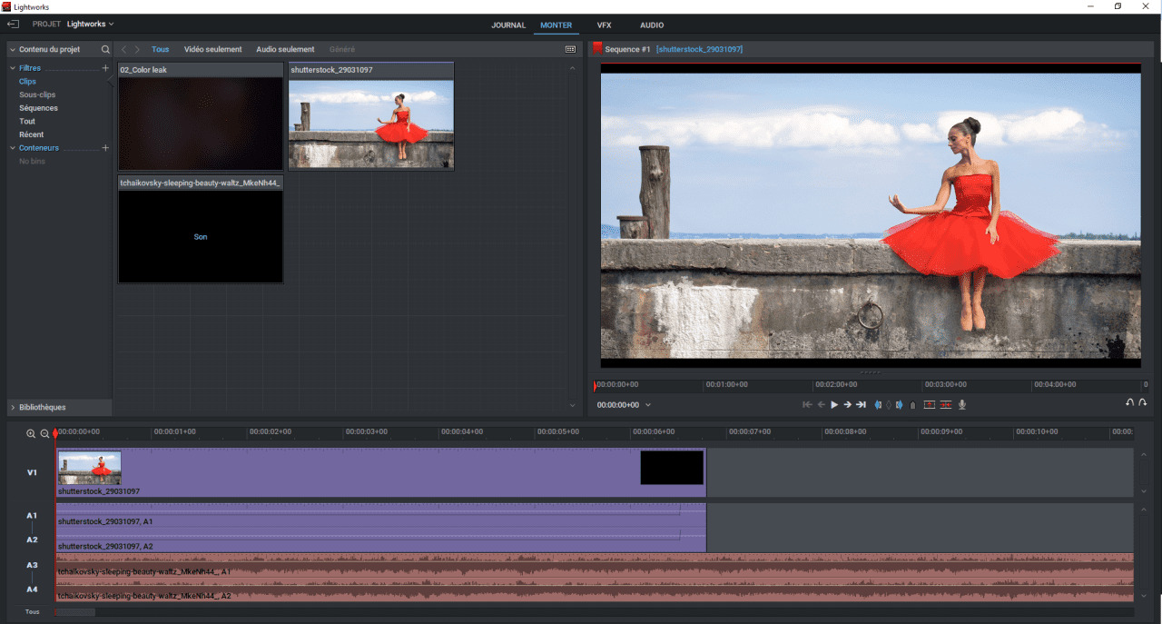 interface de Lightworks pour video youtube