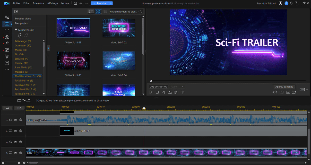 interface de powerdirector pour video youtube