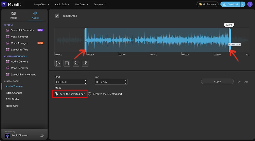 AudioDirector Online - Trim Your Audio Track