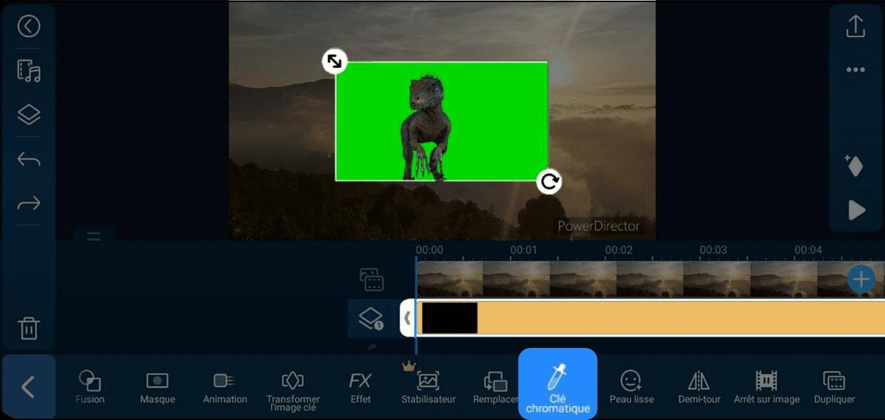 ajouter une video a fond vert sur l'application powerdirector pour montage fond vert
