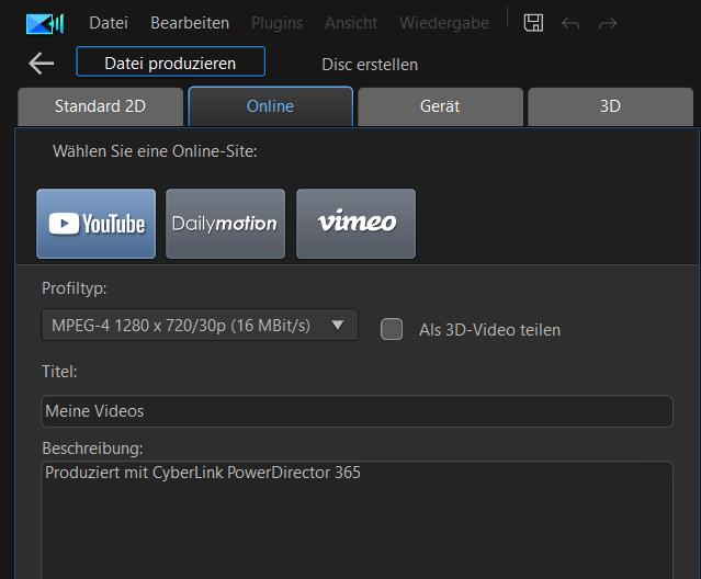 PowerDirector - YouTube Upload