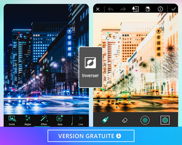PhotoDirector App - Inverser les couleurs d'une image tutoriel