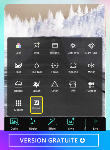 PhotoDirector App - Inverser les couleurs d'une image tutoriel