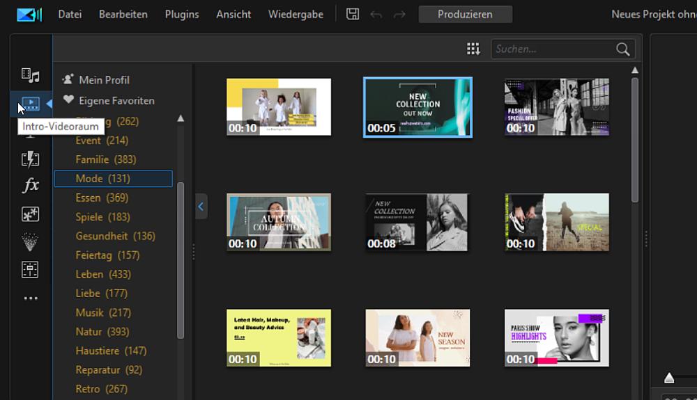PowerDirector - Intro-Videoraum