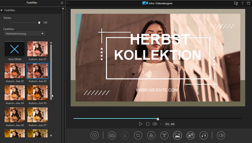 Farbfilter für Video-Intros