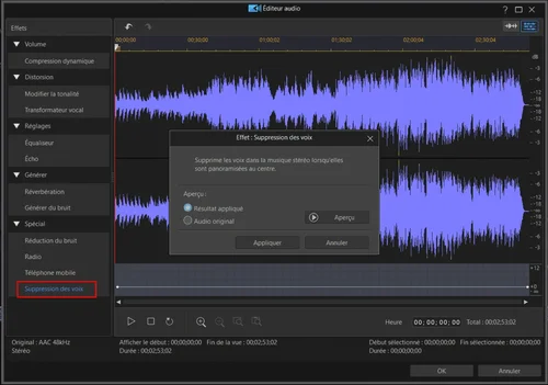 Powerdirector - utiliser vocal remover