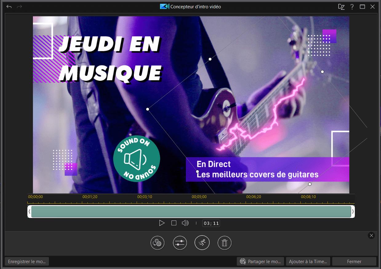 PowerDirector Intro Maker - Changer texte dans un modèle