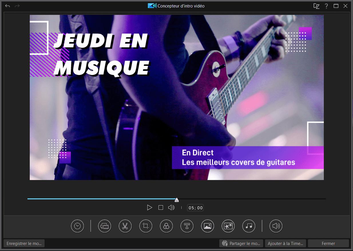 PowerDirector Intro Maker - Changer texte dans un modèle