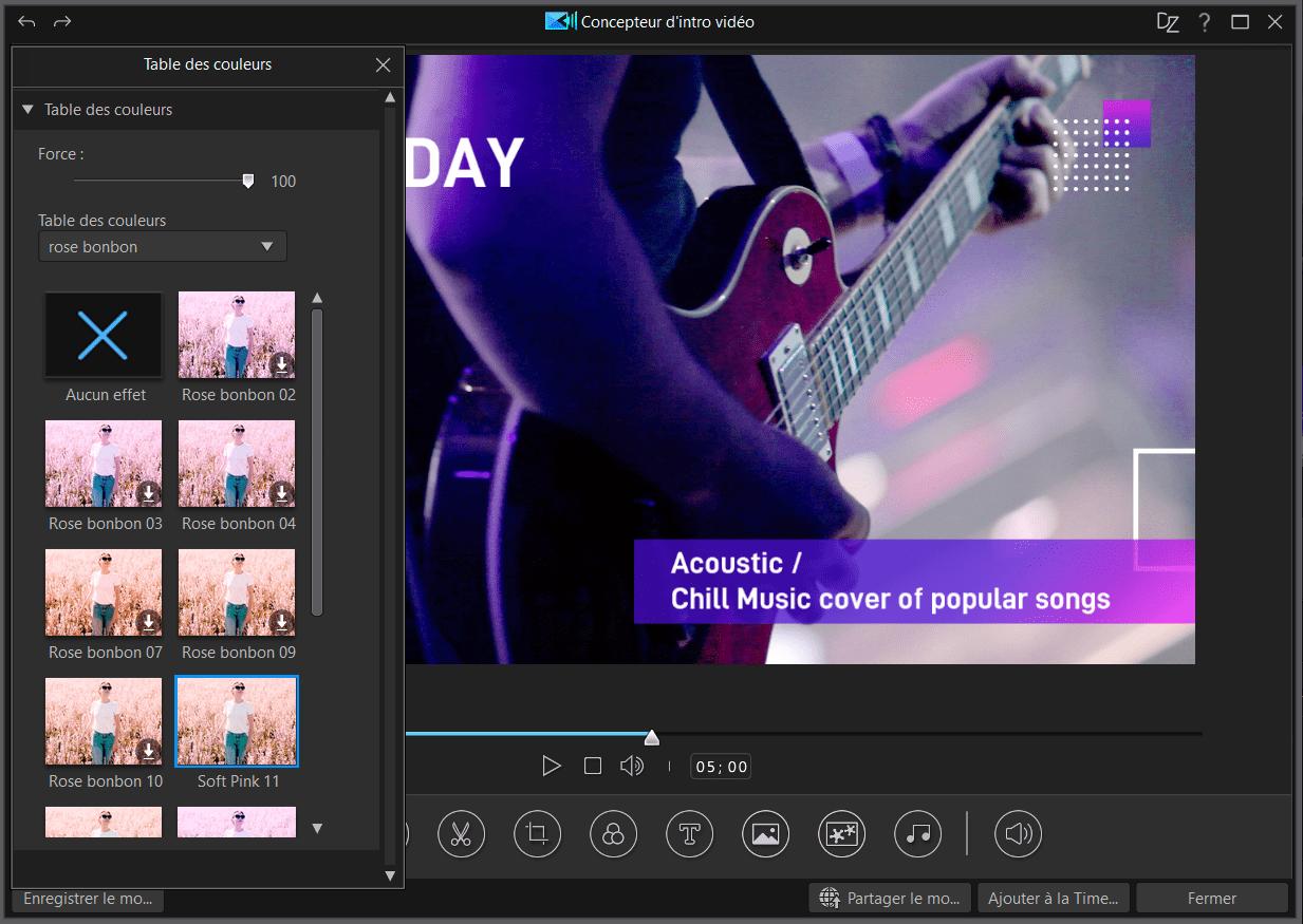 PowerDirector Intro Maker - Utiliser un effet de couleur LUT