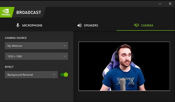 NVIDIA Broadcast Interface - Logiciel webcam