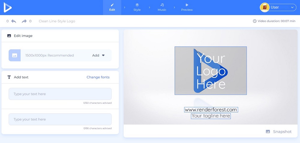renderforest Interface