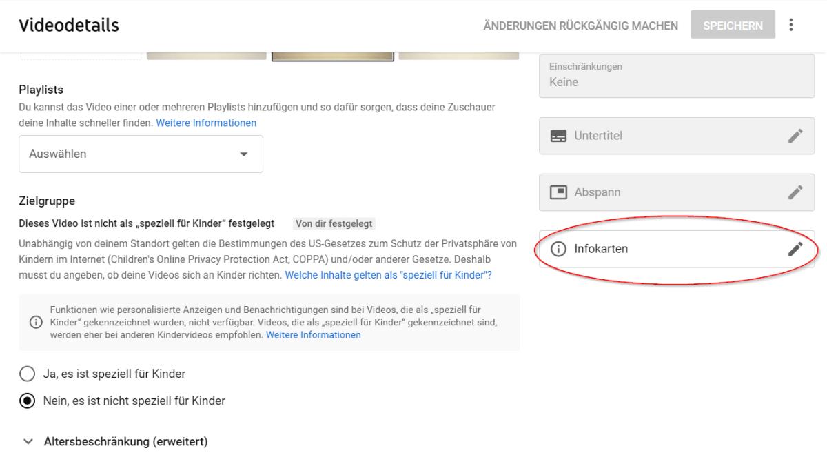 Karten in bestehende Videos einfügen
