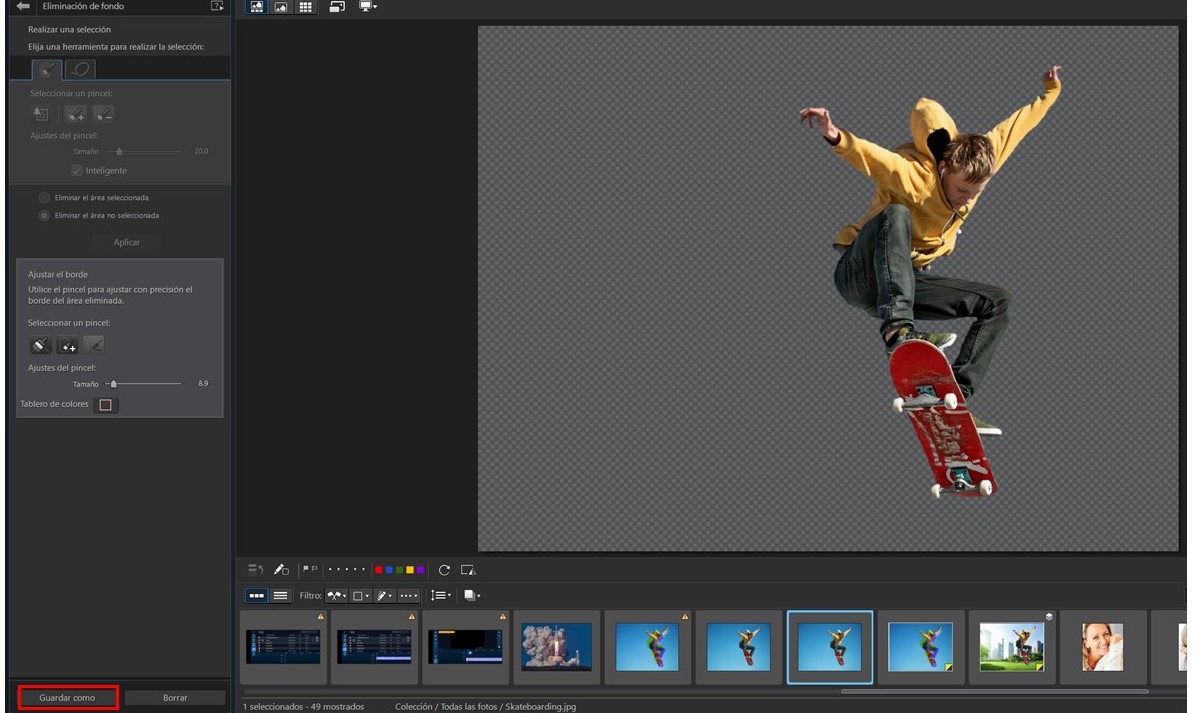 PhotoDirector Interface - Guardar
