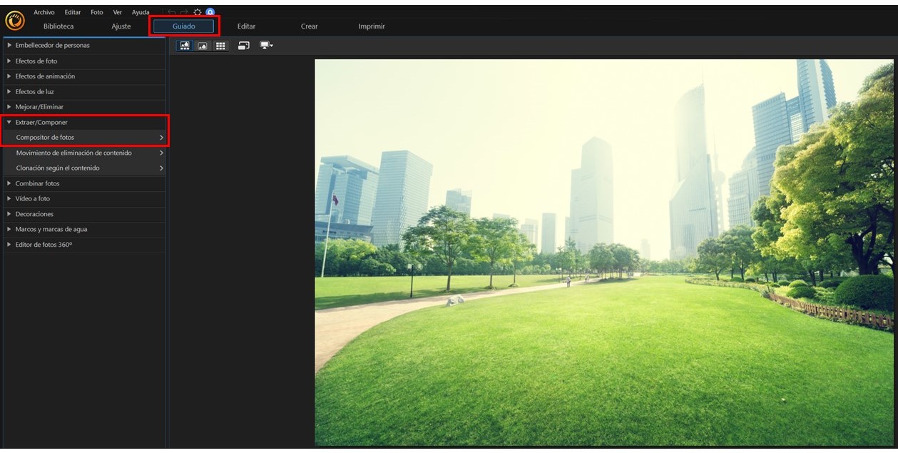 PhotoDirector Interface - Extraer/Componer
