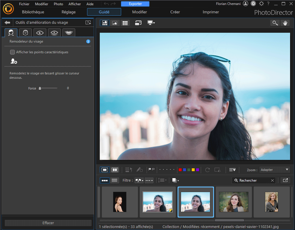 PhotoDirector - Logiciel pour procéder à la retouche photo du visage